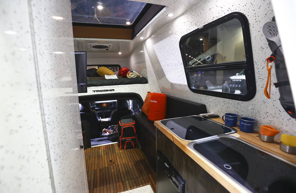 A look inside the Toyota Tacoma TRD Sport ҔacozillaӠcamper during the Specialty Equ ...