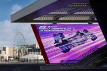 The Grand Prix Plaza entrance is seen, on Friday, March 22, 2024, in Las Vegas. (Bizuayehu Tesf ...
