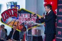 New UNLV men's basketball coach Josh Pastner speaks during and introductory press conference at ...