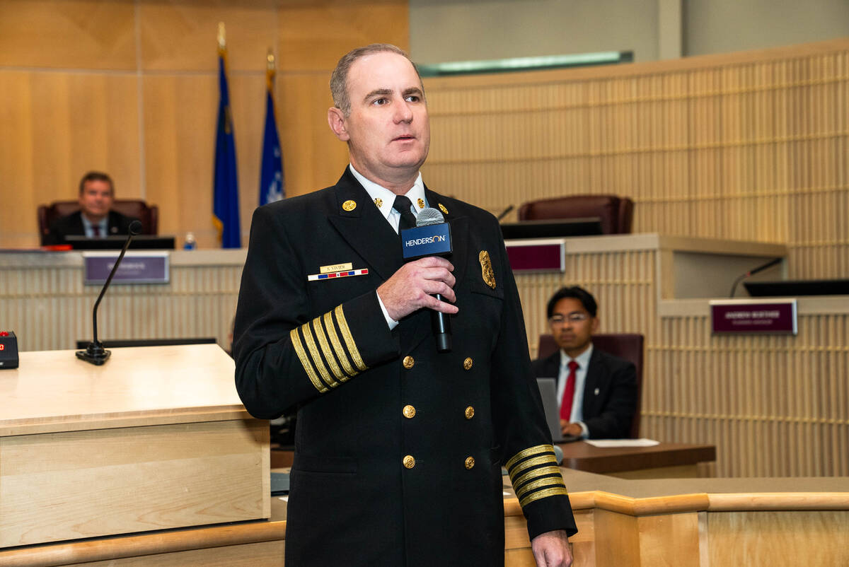 Scott Vivier was sworn in as the Henderson Fire Department's new fire chief on Oct. 1, 2024. (C ...