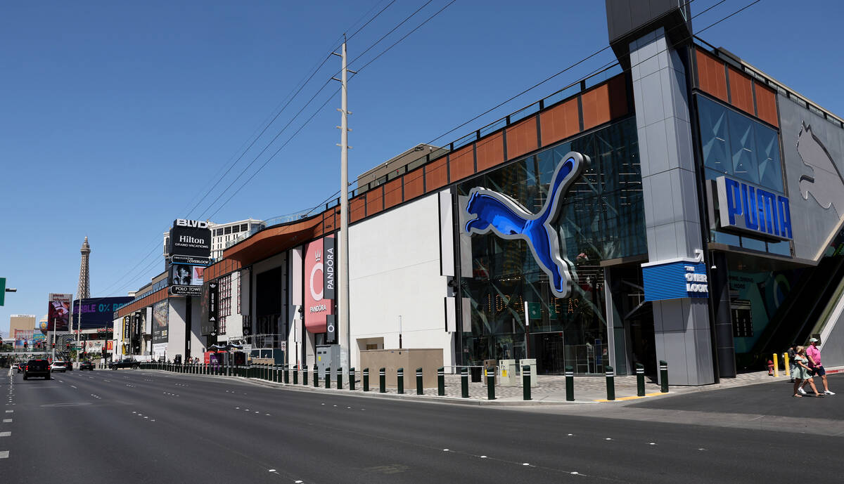 BLVD retail complex is seen on the Strip in Las Vegas Monday, May 19, 2025. (K.M. Cannon/Las Ve ...