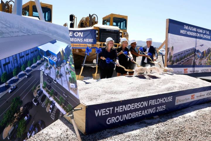 From left, Henderson City Councilwoman Carrie Cox, Mayor Michelle Romero, Councilwoman Monica L ...